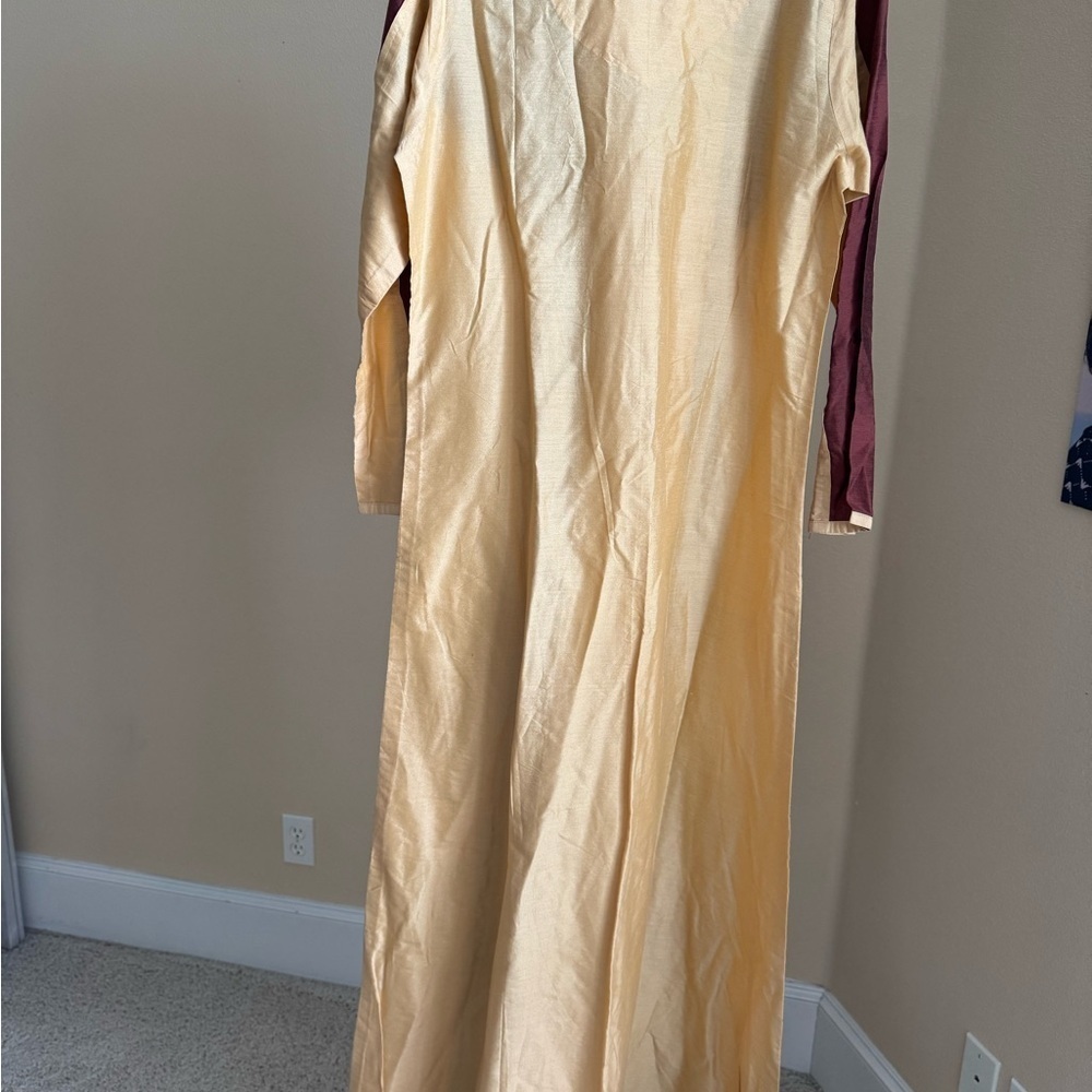 Gold Brown V Neck Long Sleeve Kaftan - Picture 7 of 14